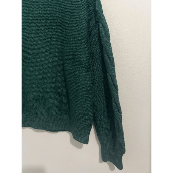 J.Crew Sweater Women’s Large Green Mockneck Cable Sleeve CF051 - Picture 10 of 13